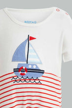 تنزيل الصورة على معرض الصور، Redtag-White-And-Blue-Boat-Print-2-Piece-Pack-Romper-Rompers-Baby-0 to 12 Months
