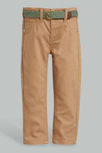 Load image into Gallery viewer, Redtag-Beige-Color-Denim-Pant-With-Belt-Jeans-Slim-Fit-Infant-Boys-3 to 24 Months