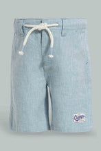 تنزيل الصورة على معرض الصور، Redtag-Blue-Dobby-Short-Chino-Shorts-Infant-Boys-3 to 24 Months