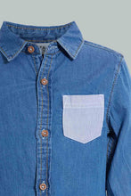 تنزيل الصورة على معرض الصور، Redtag-Blue-Short-Sleeve-Bow-Shirt-Casual-Shirts-Infant-Boys-3 to 24 Months