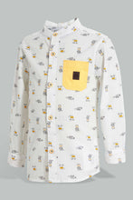 Load image into Gallery viewer, Redtag-White-Printed-Long-Sleeve-Mandarin-Shirt-Casual-Shirts-Infant-Boys-3 to 24 Months