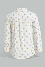Load image into Gallery viewer, Redtag-White-Printed-Long-Sleeve-Mandarin-Shirt-Casual-Shirts-Infant-Boys-3 to 24 Months