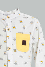 Load image into Gallery viewer, Redtag-White-Printed-Long-Sleeve-Mandarin-Shirt-Casual-Shirts-Infant-Boys-3 to 24 Months