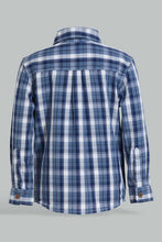 Load image into Gallery viewer, Redtag-Blue-Yarndyed-Cut-And-Sew-Mandarin-Long-Sleeve-Shirt-Casual-Shirts-Infant-Boys-3 to 24 Months