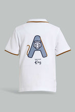 تنزيل الصورة على معرض الصور، Redtag-White-Pique-Polo-With-Patch-On-Back-Plain-Infant-Boys-3 to 24 Months