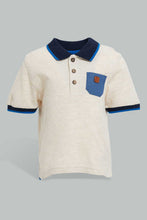 تنزيل الصورة على معرض الصور، Redtag-Beige-Pique-Polo-With-Patch-On-Back-Plain-Infant-Boys-3 to 24 Months