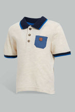 تنزيل الصورة على معرض الصور، Redtag-Beige-Pique-Polo-With-Patch-On-Back-Plain-Infant-Boys-3 to 24 Months