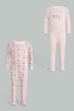 تنزيل الصورة على معرض الصور، Redtag-Pink-Floral-2-Piece-Pack-Sleep-Suit-Sleepsuits-Baby-0 to 12 Months