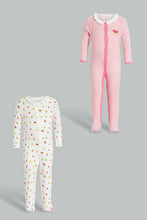 Load image into Gallery viewer, Redtag-White-And-Red-Water-Melon-2-Piece-Pack-Sleep-Suit-Rompers-Baby-0 to 12 Months