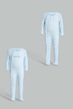 Load image into Gallery viewer, Redtag-Blue-Snail-2-Piece-Pack-Sleep-Suit-Rompers-Baby-0 to 12 Months