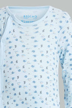 Load image into Gallery viewer, Redtag-Blue-Snail-2-Piece-Pack-Sleep-Suit-Rompers-Baby-0 to 12 Months