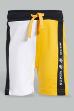 Load image into Gallery viewer, Redtag-Yellow-And-Mustard-Cut-And-Sew-T-Shirt-With-Short-Set-Sets-Infant-Boys-3 to 24 Months