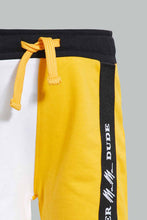 Load image into Gallery viewer, Redtag-Yellow-And-Mustard-Cut-And-Sew-T-Shirt-With-Short-Set-Sets-Infant-Boys-3 to 24 Months