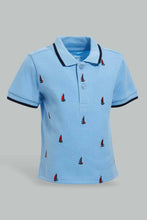 Load image into Gallery viewer, Redtag-Pink-Pique-Polo-With-Navy-Bottom-Set-Sets-Infant-Boys-3 to 24 Months