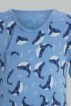 Load image into Gallery viewer, Redtag-Red-And-Blue-Whale-2-Piece-Pack-Sleep-Suit-Rompers-Baby-0 to 12 Months