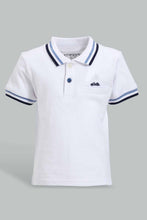 Load image into Gallery viewer, Redtag-White-Pique-Polo-With-Blue-Bottom-Set-Sets-Infant-Boys-3 to 24 Months
