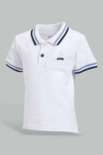Load image into Gallery viewer, Redtag-White-Pique-Polo-With-Blue-Bottom-Set-Sets-Infant-Boys-3 to 24 Months