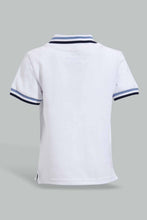 Load image into Gallery viewer, Redtag-White-Pique-Polo-With-Blue-Bottom-Set-Sets-Infant-Boys-3 to 24 Months