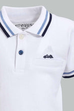 Load image into Gallery viewer, Redtag-White-Pique-Polo-With-Blue-Bottom-Set-Sets-Infant-Boys-3 to 24 Months