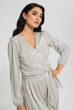 تنزيل الصورة على معرض الصور، Redtag-Gold-Foil-Coasted-Plisse-Wrap-Top-Tops-Women's-