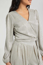 تنزيل الصورة على معرض الصور، Redtag-Gold-Foil-Coasted-Plisse-Wrap-Top-Tops-Women's-