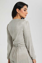 تنزيل الصورة على معرض الصور، Redtag-Gold-Foil-Coasted-Plisse-Wrap-Top-Tops-Women's-