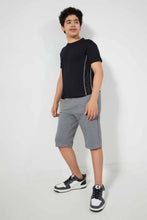تنزيل الصورة على معرض الصور، Redtag-Black-Side-Print-T-Shirt-Embellished-T-Shirts-Senior-Boys-9 to 14 Years