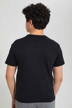 تنزيل الصورة على معرض الصور، Redtag-Black-Side-Print-T-Shirt-Embellished-T-Shirts-Senior-Boys-9 to 14 Years