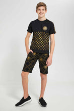 تنزيل الصورة على معرض الصور، Redtag-Black-Small-Lion-Face-T-Shirt-Embellished-T-Shirts-Senior-Boys-9 to 14 Years