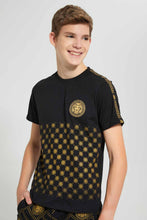 تنزيل الصورة على معرض الصور، Redtag-Black-Small-Lion-Face-T-Shirt-Embellished-T-Shirts-Senior-Boys-9 to 14 Years