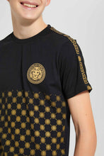 تنزيل الصورة على معرض الصور، Redtag-Black-Small-Lion-Face-T-Shirt-Embellished-T-Shirts-Senior-Boys-9 to 14 Years