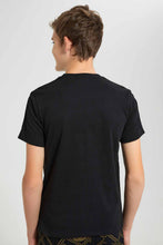 تنزيل الصورة على معرض الصور، Redtag-Black-Small-Lion-Face-T-Shirt-Embellished-T-Shirts-Senior-Boys-9 to 14 Years