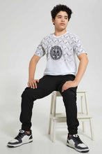 تنزيل الصورة على معرض الصور، Redtag-White-Tiger-With-Studs-T-Shirt-Embellished-T-Shirts-Senior-Boys-9 to 14 Years