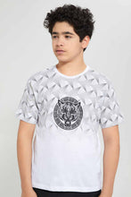 تنزيل الصورة على معرض الصور، Redtag-White-Tiger-With-Studs-T-Shirt-Embellished-T-Shirts-Senior-Boys-9 to 14 Years