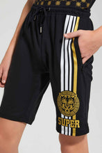 تنزيل الصورة على معرض الصور، Redtag-Black-Tiger-Gold-Foil-Active-Short-Active-Shorts-Senior-Boys-9 to 14 Years