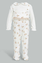 تنزيل الصورة على معرض الصور، Redtag-Beige-And-White-Bear-Duangree-Sleep-Suit-With-Frill-Sleepsuits-Baby-0 to 12 Months