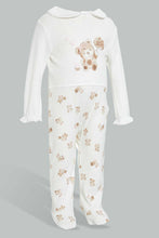 Load image into Gallery viewer, Redtag-Beige-And-White-Bear-Cut-And-Sewn-Sleep-Suit-Sleepsuits-Baby-0 to 12 Months