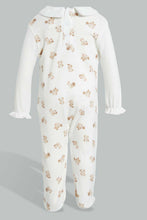 Load image into Gallery viewer, Redtag-Beige-And-White-Bear-Cut-And-Sewn-Sleep-Suit-Sleepsuits-Baby-0 to 12 Months