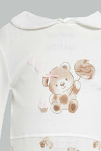 Load image into Gallery viewer, Redtag-Beige-And-White-Bear-Cut-And-Sewn-Sleep-Suit-Sleepsuits-Baby-0 to 12 Months