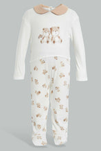 Load image into Gallery viewer, Redtag-Beige-And-White-Bear-Peterpan-Collar-Sleep-Suit-Sleepsuits-Baby-0 to 12 Months