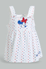 تنزيل الصورة على معرض الصور، Redtag-Red-And-Navy-Minnie-Mouse-2-Pack-Dress-Dresses-Baby-0 to 12 Months