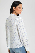 تنزيل الصورة على معرض الصور، Redtag-White-Blue-Dobby-Blouse-Blouses-Women's-