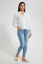 تنزيل الصورة على معرض الصور، Redtag-White-Blue-Dobby-Blouse-Blouses-Women's-
