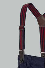 Load image into Gallery viewer, Redtag-White-Short-Slv-Shirt-With-Navy-Short-With-Suspender-Set-Sets-Infant-Boys-3 to 24 Months