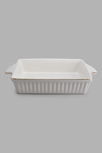 Load image into Gallery viewer, Redtag-White-Embossed-Rectangle-Serving-Dish-With-Gold-Rim-Category:Servewares,-Colour:White,-Filter:Home-Dining,-HMW-DIN-Sew-Serveware,-New-In,-New-In-HMW-DIN,-Non-Sale,-PERIGOLD,-S22C,-Section:Homewares-Home-Dining-
