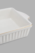 Load image into Gallery viewer, Redtag-White-Embossed-Rectangle-Serving-Dish-With-Gold-Rim-Category:Servewares,-Colour:White,-Filter:Home-Dining,-HMW-DIN-Sew-Serveware,-New-In,-New-In-HMW-DIN,-Non-Sale,-PERIGOLD,-S22C,-Section:Homewares-Home-Dining-