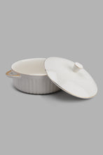 تنزيل الصورة على معرض الصور، Redtag-White-Embossed-Round-Casserole-With-Lid-&-Gold-Rim-Category:Bakeware,-Colour:White,-Filter:Home-Dining,-HMW-DIN-Sew-Serveware,-New-In,-New-In-HMW-DIN,-Non-Sale,-PERIGOLD,-S22C,-Section:Homewares-Home-Dining-