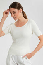 Load image into Gallery viewer, Ivory Textured Top With Back Detail