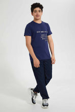 Load image into Gallery viewer, Redtag-Navy-Hd-Text-T-Shirt-Graphic-T-Shirts-Senior-Boys-9 to 14 Years