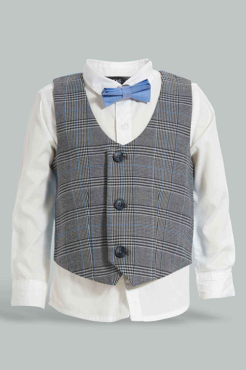 Redtag-Grey-Vest-Coat-With-White-Shirt-Long-Sleeve-Set-Sets-Infant-Boys-3 to 24 Months
